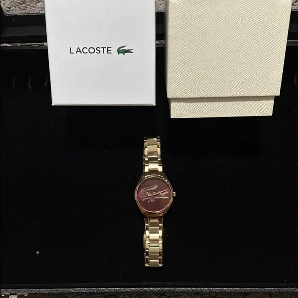 Lacoste | Accessories | Lacoste Gold Bracelet Watch With Red  display picture 3